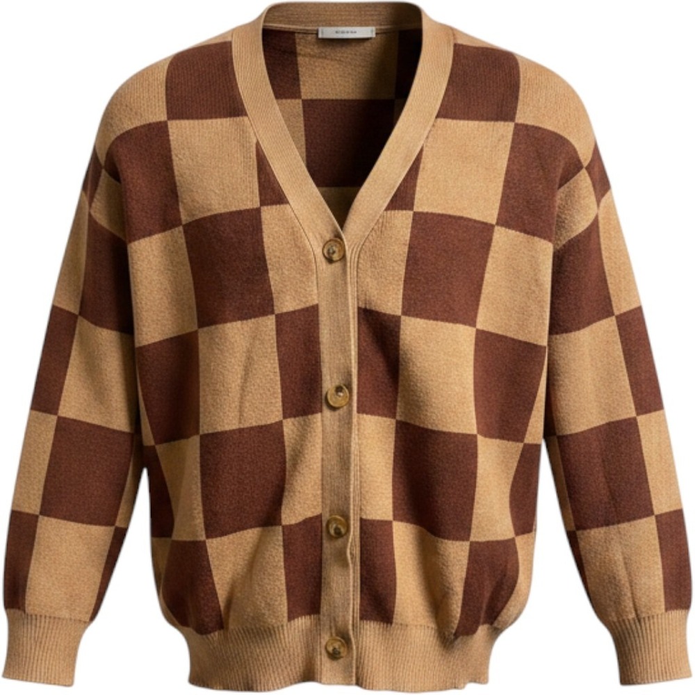 Lillusory Oversized Checkerboard Knit Cardigan Sweater Women's Smalll